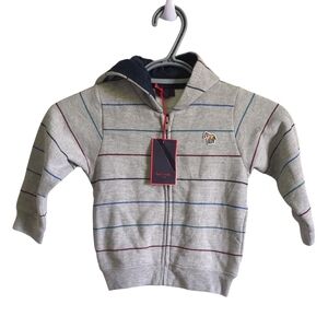 NWT Paul Smith Jr. Grey Striped Giraffe Embroidered Hoodie Size‎ 2